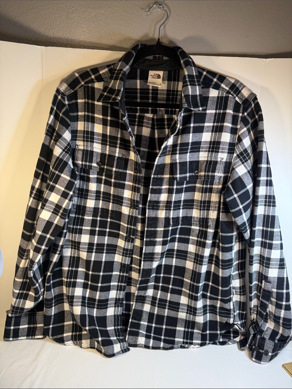 The North Face Men's Black & White Plaid Button-Up Shirt